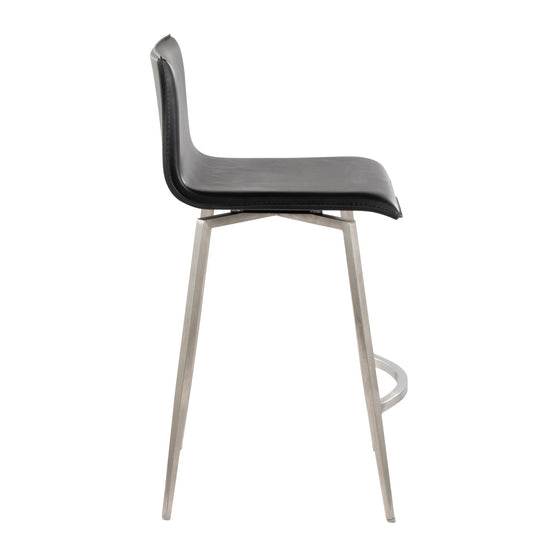 Mara - 26" Upholstered Fixed-Height Counter Stool With Swivel (Set of 2) - Stainless Steel