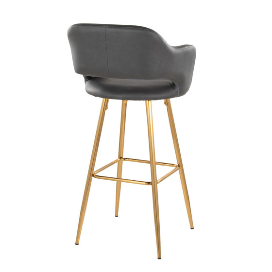 Margarite - 30" Fixed-Height Barstool - Gold Metal (Set of 2)