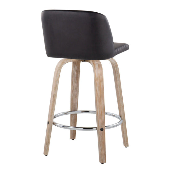 Toriano - 26" Fixed-Height Counter Stool (Set of 2) - Gray & Chrome Round Base