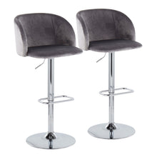  Fran - Adjustable Barstool With Swivel And Rounded Rectangle Footrest (Set of 2) - Chrome Metal And Gray Velvet