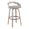 Grotto - 30" Fixed-Height Barstool With Swivel And Round Black Metal Footrest (Set of 2) - Light Gray Wood