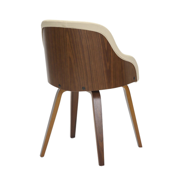 Bacci - Dining / Accent Chair - Walnut Wood And Cream Faux Leather
