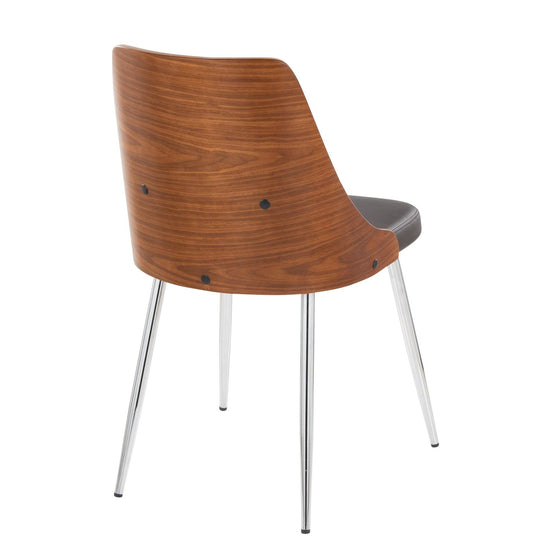 Anabelle - Dining / Accent Chair (Set of 2) - Chrome Metal, Walnut Wood