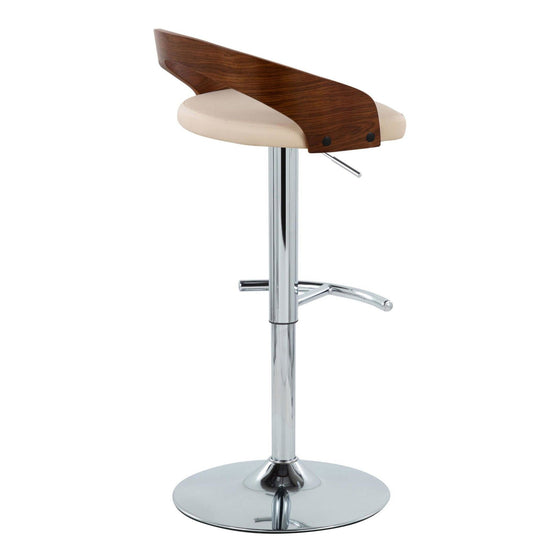 Grotto - Adjustable Barstool (Set of 2) - Chrome Base, Walnut Backrest