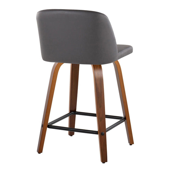 Toriano - 24" Fixed-Height Counter Stool (Set of 2) - Walnut & Black Base