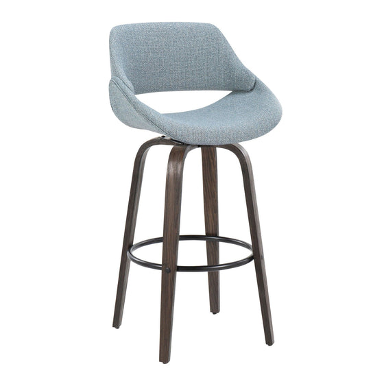 Fabrico - 30" Fixed-Height Barstool With Swivel And Round Black Metal Footrest (Set of 2) - Walnut Glazed Wood