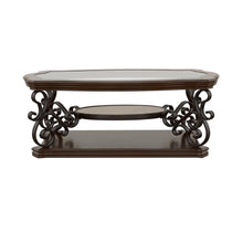  Laney - 1-Shelf Glass Top Rectangular Coffee Table - Deep Merlot