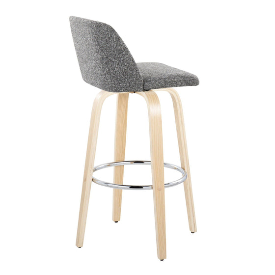 Toriano - 30" Fixed-Height Barstool (Set of 2) - Natural & Chrome Base