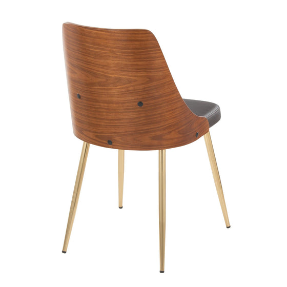 Anabelle - Dining / Accent Chair (Set of 2) - Gold Metal, Walnut Wood