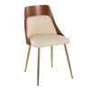 Anabelle - Dining / Accent Chair (Set of 2) - Gold Metal, Walnut Wood