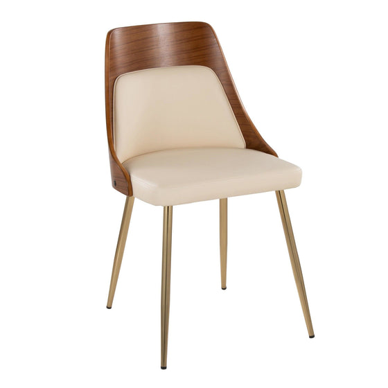 Anabelle - Dining / Accent Chair (Set of 2) - Gold Metal, Walnut Wood