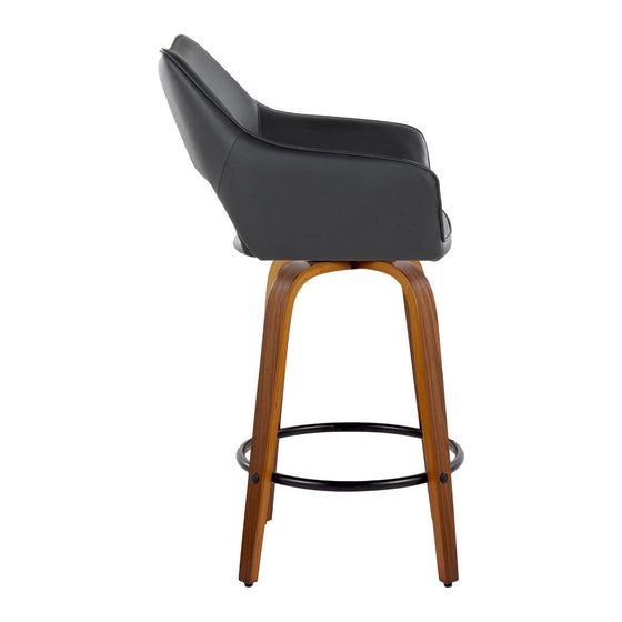 Mustang - 26" Fixed-Height Counter Stool With Swivel - Walnut Wood (Set of 2)