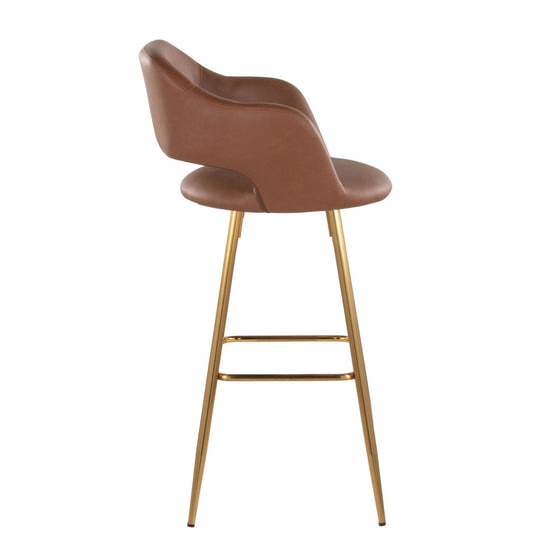Margarite - 30" Fixed-Height Barstool - Gold Metal (Set of 2)