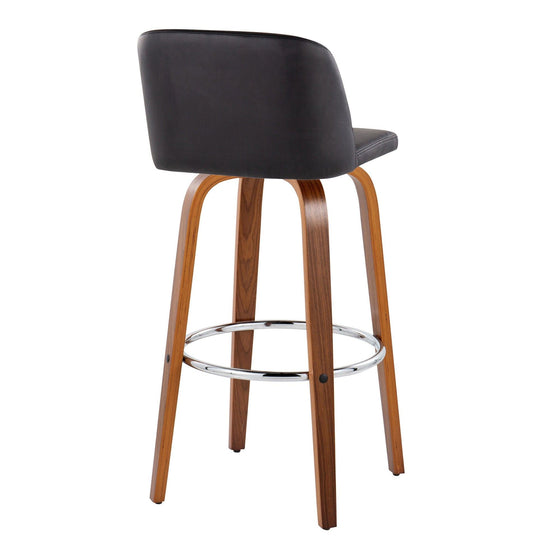 Toriano - 30" Fixed-Height Barstool (Set of 2) - Walnut & Chrome Base