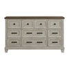 Farmington - 9 Drawer Dresser - Medium Brown / Washed Stone
