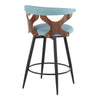 Gardenia - 25" Fixed-Height Counter Stool With Swivel And Rounded Black Metal Footrest (Set of 2) - Black Metal, Walnut Wood