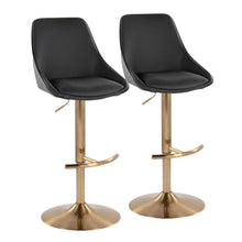  Diana - Adjustable Barstool With Rounded T Footrest (Set of 2) - Gold Metal