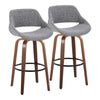 Fabrico - 30" Fixed-Height Barstool With Swivel And Round Black Metal Footrest (Set of 2) - Walnut Wood