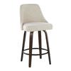 Marcel - 27" Fixed-Height Counter Stool With Swivel And Round Black Metal Footrest (Set of 2) - Walnut Glazed Wood