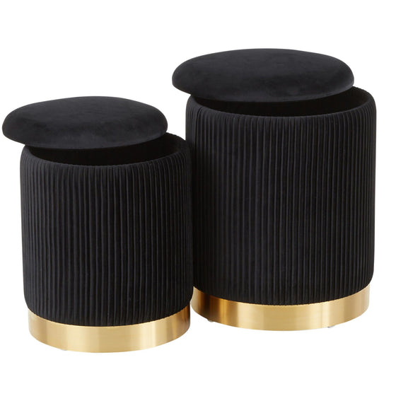 Marla - Nesting Pleated Ottoman Set