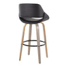 Fabrico - 30" Fixed-Height Barstool With Swivel And Round Black Metal Footrest (Set of 2) - Light Gray Wood