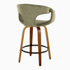 Curva - 26" Fixed-Height Counter Stool With Swivel And Round Metal Footrest (Set of 2) - Walnut Wood