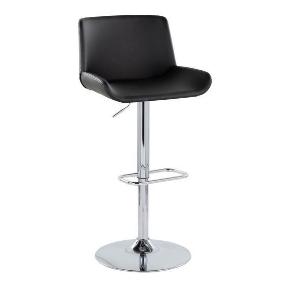Santi - Upholstered Adjustable Barstool With Swivel And Rounded Rectangle Footrest (Set of 2) - Chrome Metal