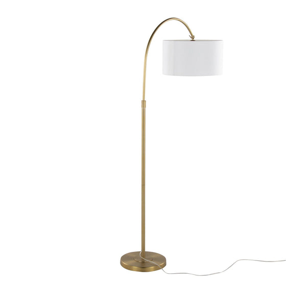 Salon - Reader 63" Metal Floor Lamp - Gold Metal With White Linen Shade from Grandview Gallery