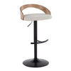 Grotto - Adjustable Barstool With Swivel And Rounded T Footrest (Set of 2) - Black Metal, White Washed Wood, And Oat Fabric