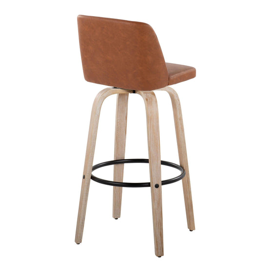 Toriano - 30" Fixed-Height Barstool (Set of 2) - Gray & Black Round Base