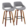 Fabrico - 30" Fixed-Height Barstool With Swivel And Square Black Metal Footrest (Set of 2) - Walnut Wood