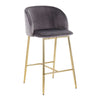 Fran - Counter Stool - Gold Steel And Gray Velvet (Set of 2)