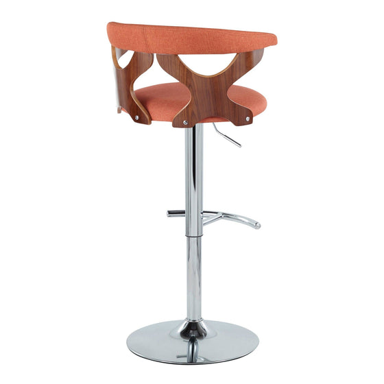 Gardenia - Adjustable Barstool - Chrome Base & Walnut Backrest