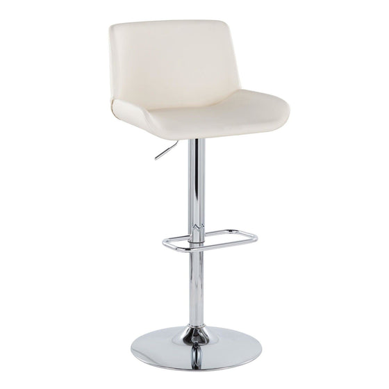 Santi - Upholstered Adjustable Barstool With Swivel And Rounded Rectangle Footrest (Set of 2) - Chrome Metal