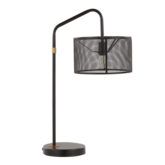 Mod Mesh - 27" Metal Task Lamp With Built-in USB Port - Oil Bronze And Painted Gold Metal From Grandview Gallery (Set of 2)
