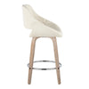 Fabrico - 26" Fixed-Height Counter Stool With Swivel And Round Chrome Metal Footrest (Set of 2) - White Washed Wood And Cream Noise Fabric