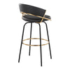 Jie - 30" Fixed-Height Barstool With Swivel - Gold And Black Legs (Set of 2)