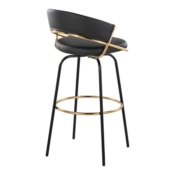 Jie - 30" Fixed-Height Barstool With Swivel - Gold And Black Legs (Set of 2)