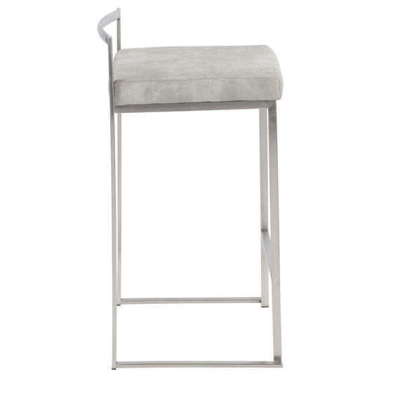 Fuji - 26" Stackable Counter Stool - Brushed Stainless Steel