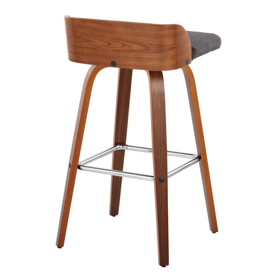 Maya - 30" Fixed-Height Barstool (Set of 2) - Walnut & Silver Base