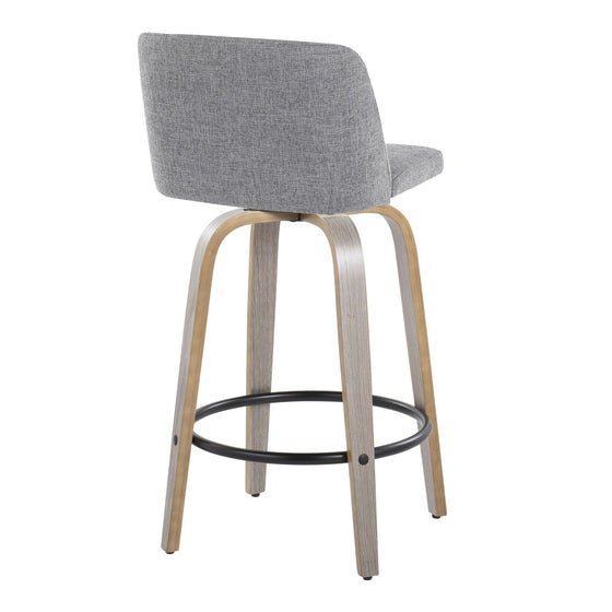 Toriano - 26" Fixed-Height Counter Stool (Set of 2) - Gray & Black Round Base