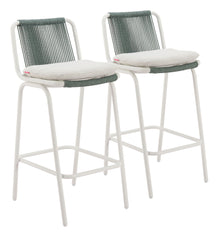  Luft - Outdoor Barstool (Set of 2) - White & Green