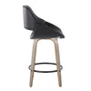 Fabrico - 26" Fixed-Height Counter Stool With Swivel And Round Black Metal Footrest (Set of 2) - Light Gray Wood