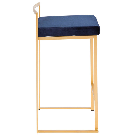 Fuji - Counter Stool With Cushion - Gold Legs