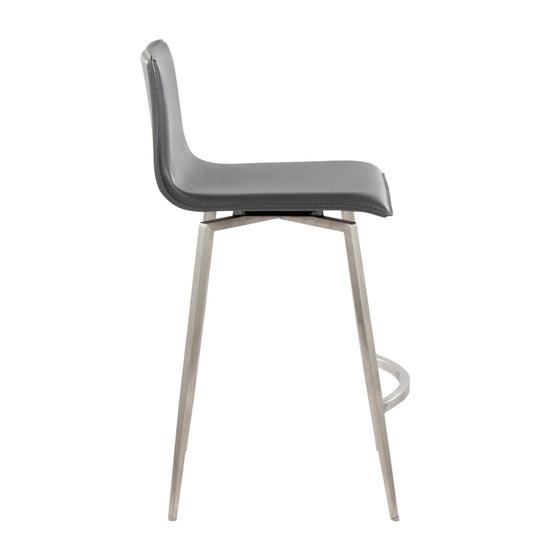 Mara - 26" Upholstered Fixed-Height Counter Stool With Swivel (Set of 2) - Stainless Steel