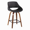 Fabrico - Fixed-Height Counter Stool With Square Black Footrest (Set of 2) - Walnut Wood