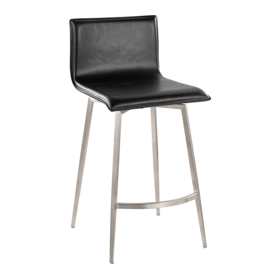 Mara - 26" Upholstered Fixed-Height Counter Stool With Swivel (Set of 2) - Stainless Steel