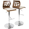 Folia - Adjustable Barstool (Set of 2) - Walnut Backrest & Silver Base