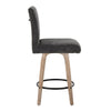 Hank - 26" Fixed-Height Counter Stool With Swivel And Round Black Metal Footrest (Set of 2) - Whitewashed Wood