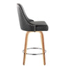 Marcel - 27" Fixed-Height Counter Stool With Swivel And Round Chrome Metal Footrest (Set of 2) - Zebra Wood And Black Faux Leather With Chrome Nailhead Trim